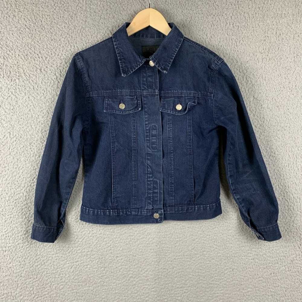 Kill Jean Jacket Women Cropped Dark Wash Denim Punk‎ Y2K